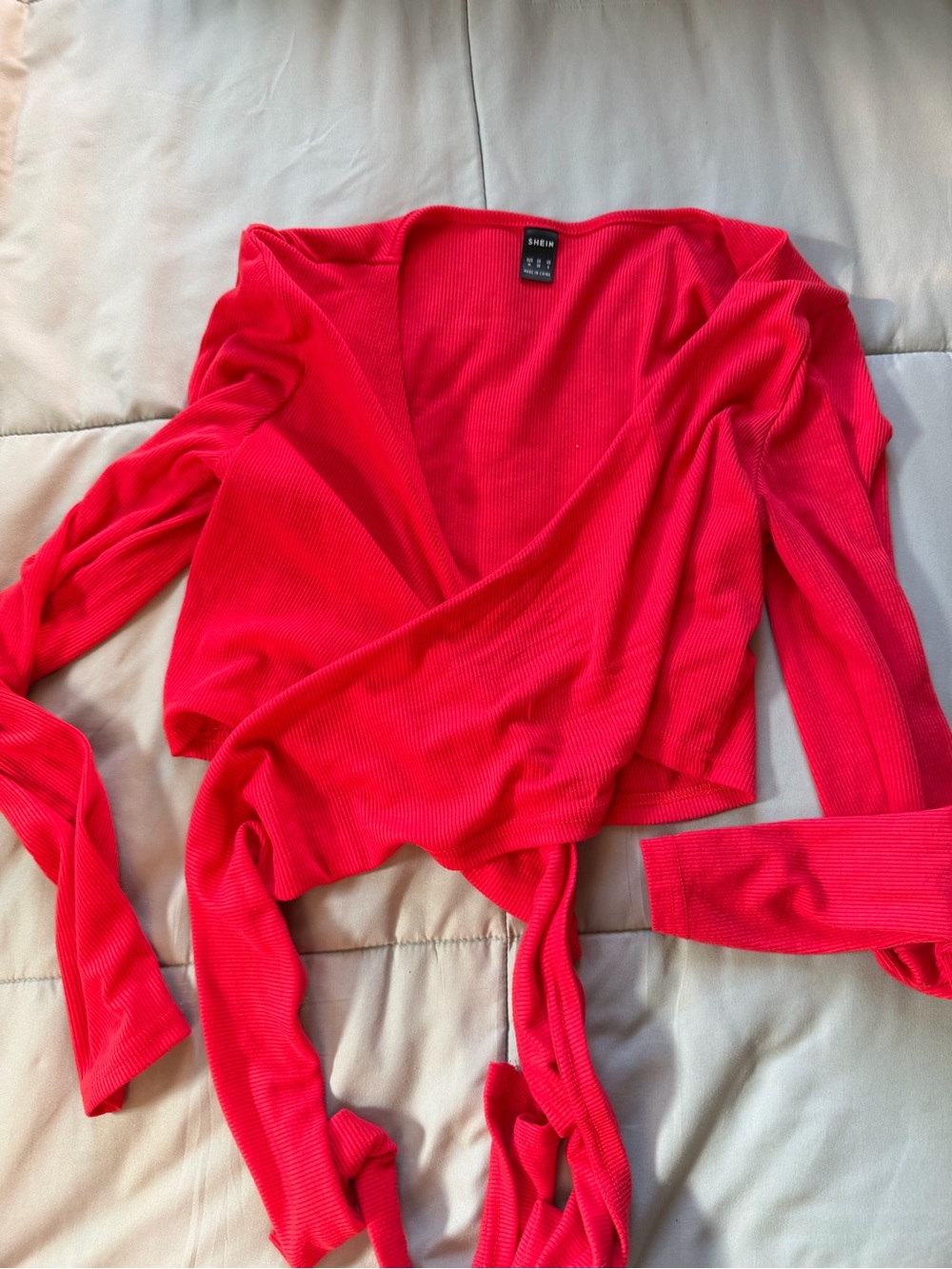 Red Tie-Front Wrap Top